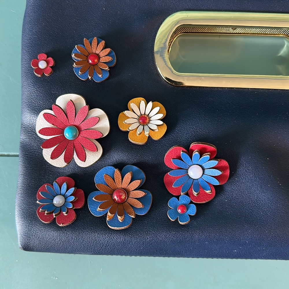 Imoshion Navy Flower embellished clutch/crossbody/shoulder bag - Picture 2 of 11